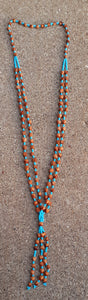 Hand beaded Wood and Turquoise Bead Cascading Necklace Kargo Fresh