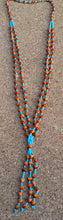 Load image into Gallery viewer, Hand beaded Wood and Turquoise Bead Cascading Necklace Kargo Fresh
