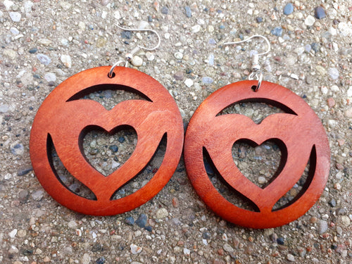 Hand carved Heart  Earrings Kargo Fresh