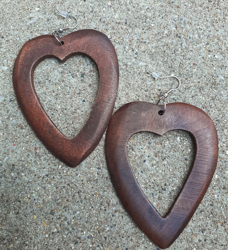 Hand carved Heart  Earrings Kargo Fresh