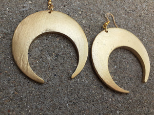 Hand carved  handpainted Crescent Moon Earrings Kargo Fresh