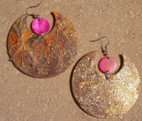 Hand carved  handpainted Crescent Moon Earrings Kargo Fresh