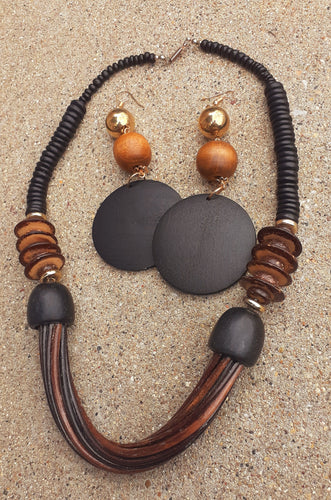 Handcarved Bamboo and Wood Collar Necklace Set Kargo Fresh