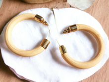 Load image into Gallery viewer, Handcarved wooden Minimalist Hoop Earrings Kargo Fresh
