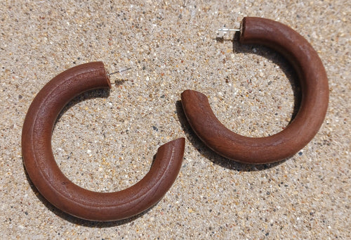 Handcarved wooden XL Minimalist Hoop Earrings Kargo Fresh