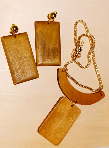 Handmadd Chunky Wooden Clip On Necklace Set Kargo Fresh