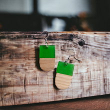 Load image into Gallery viewer, Handmade 2 tone minimalist wooden earrings Kargo Fresh
