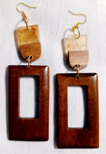 Load image into Gallery viewer, Handmade 2 tone minimalist wooden earrings Kargo Fresh
