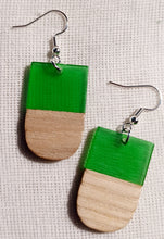 Load image into Gallery viewer, Handmade 2 tone minimalist wooden earrings Kargo Fresh
