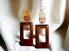 Load image into Gallery viewer, Handmade 2 tone minimalist wooden earrings Kargo Fresh
