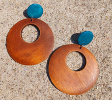 Load image into Gallery viewer, Handmade 2 tone wooden hoop earrings Kargo Fresh
