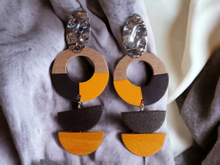 Load image into Gallery viewer, Handmade 3 tone minimalist wooden earrings Kargo Fresh
