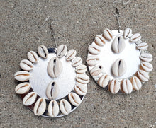 Load image into Gallery viewer, Handmade Abstract Cowrie Shell Hoop Earrings Kargo Fresh
