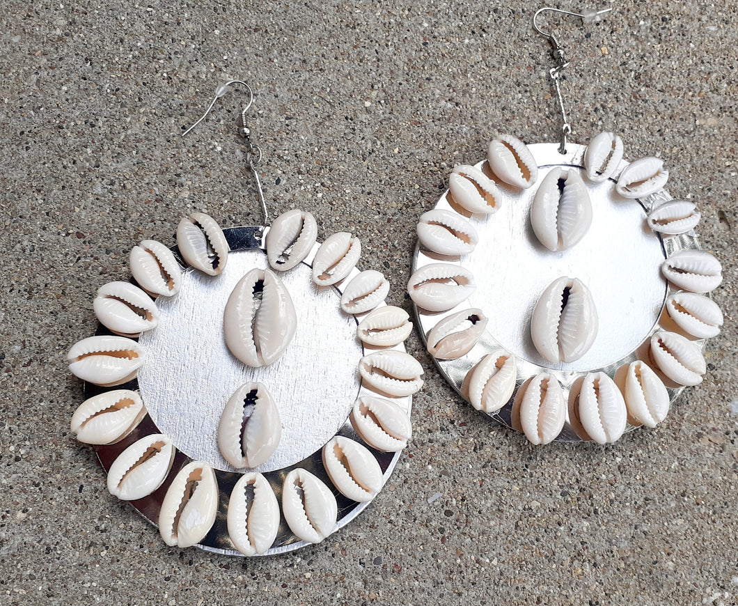 Handmade Abstract Cowrie Shell Hoop Earrings Kargo Fresh
