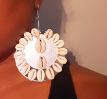 Load image into Gallery viewer, Handmade Abstract Cowrie Shell Hoop Earrings Kargo Fresh
