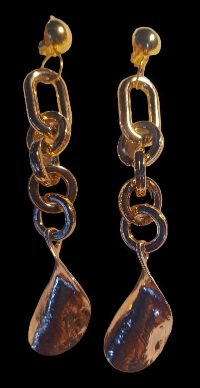 Handmade Acrylic and abstract metal Chain Clip on Earrings Kargo Fresh