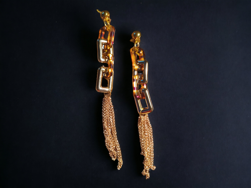 Handmade Acrylic and chain clip on earrings Kargo Fresh