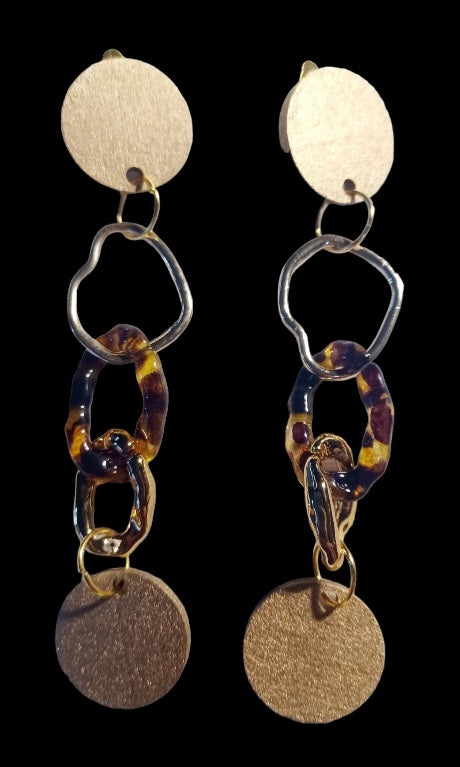 Handmade Acrylic and wood Chain Clip on Earrings Kargo Fresh