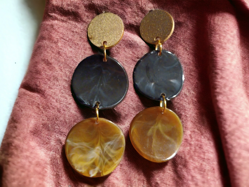 Handmade Acrylic dangle clip on earrings Kargo Fresh