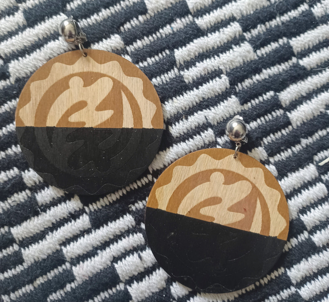 Handmade  Adinkra Symbol Clip On Earrings Kargo Fresh