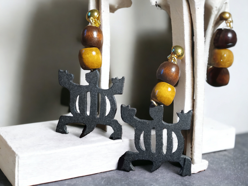 Handmade Adinkra symbol clip on earrings Kargo Fresh