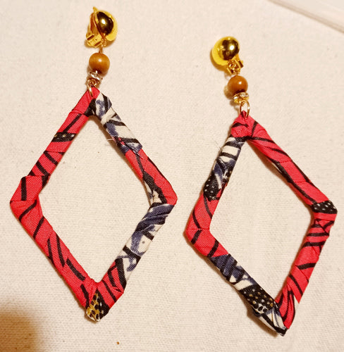 Handmade African Fabric Clip On Earrings Kargo Fresh