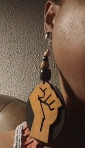 Handmade Afrocentric Black Fist Clip on Earrings Kargo Fresh