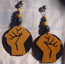 Load image into Gallery viewer, Handmade Afrocentric Black Fist Clip on Earrings Kargo Fresh
