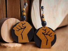 Load image into Gallery viewer, Handmade Afrocentric Black Fist Clip on Earrings Kargo Fresh
