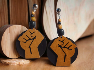 Handmade Afrocentric Black Fist Clip on Earrings Kargo Fresh