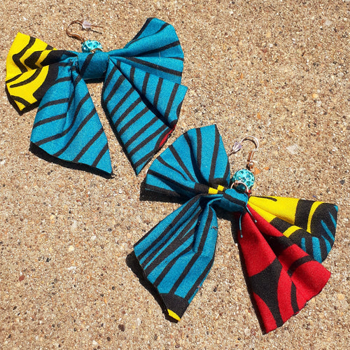 Handmade Ankara Print Large Bow Earrings Kargo Fresh