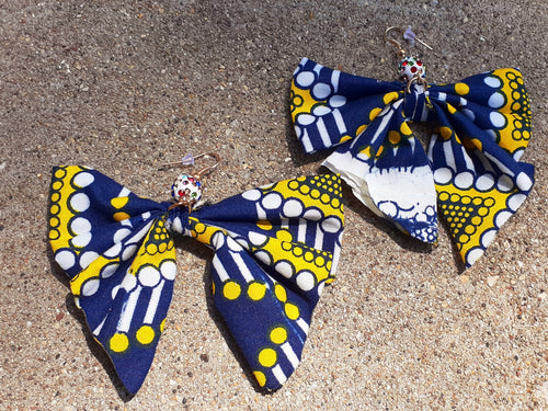 Handmade Ankara Print Large Bow Earrings Kargo Fresh