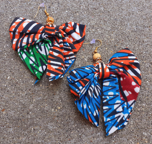 Handmade Ankara Print Large Bow Earrings Kargo Fresh