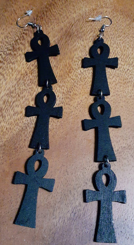 Handmade Ankh Chain Wooden Earrings Kargo Fresh