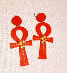 Handmade Ankh Clip On Earrings Red Kargo Fresh