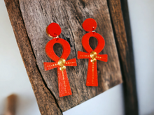 Load image into Gallery viewer, Handmade Ankh Clip On Earrings Red Kargo Fresh
