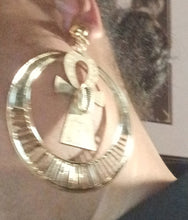 Load image into Gallery viewer, Handmade Ankh Hoop Clip on earrings Kargo Fresh
