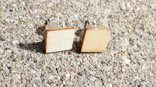 Load image into Gallery viewer, Handmade BIRCHWOOD Small Square Stud Earrings Kargo Fresh
