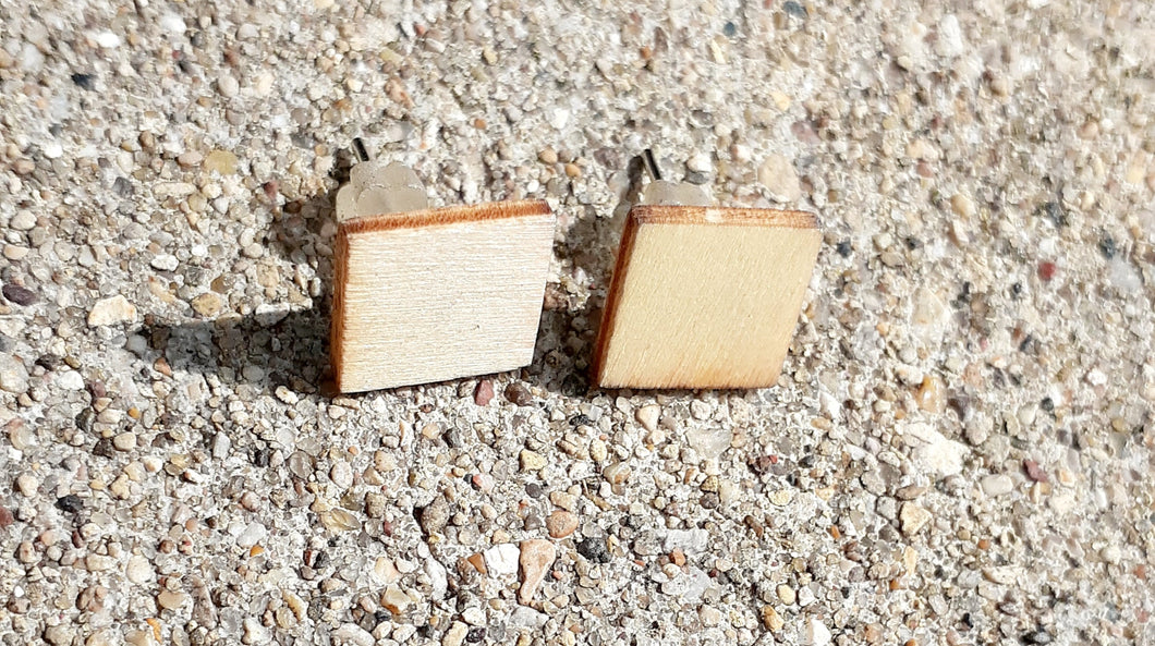 Handmade BIRCHWOOD Small Square Stud Earrings Kargo Fresh