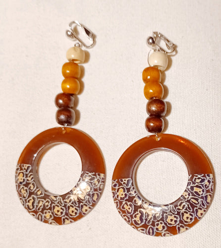 Handmade Boho Wood and Acrylic Clip On Earrings Kargo Fresh