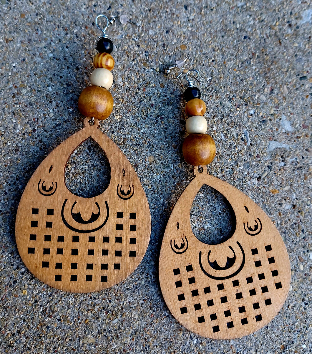 Handmade Boho  Wooden Earrings Kargo Fresh