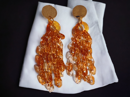 Handmade Chunky acrylic chain clip on earrings Kargo Fresh