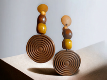 Load image into Gallery viewer, Handmade Chunky boho wood earrings Kargo Fresh
