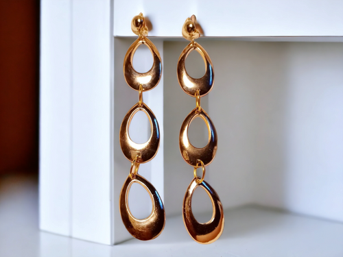 Handmade Chunky gold acrylic Multi Hoop Clip On Earrings Kargo Fresh