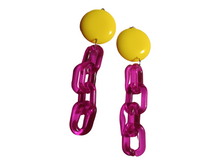 Load image into Gallery viewer, Handmade Chunky pop art chain clip on earrings Kargo Fresh
