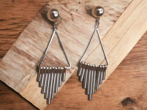 Handmade Clip On Metal tassel Earrings Kargo Fresh
