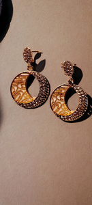 Handmade Clip On abstract gold Metal Crescent Moon Earrings Kargo Fresh
