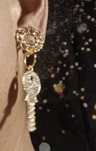Load image into Gallery viewer, Handmade Clip On  small rhinestone Key Earrings Kargo Fresh
