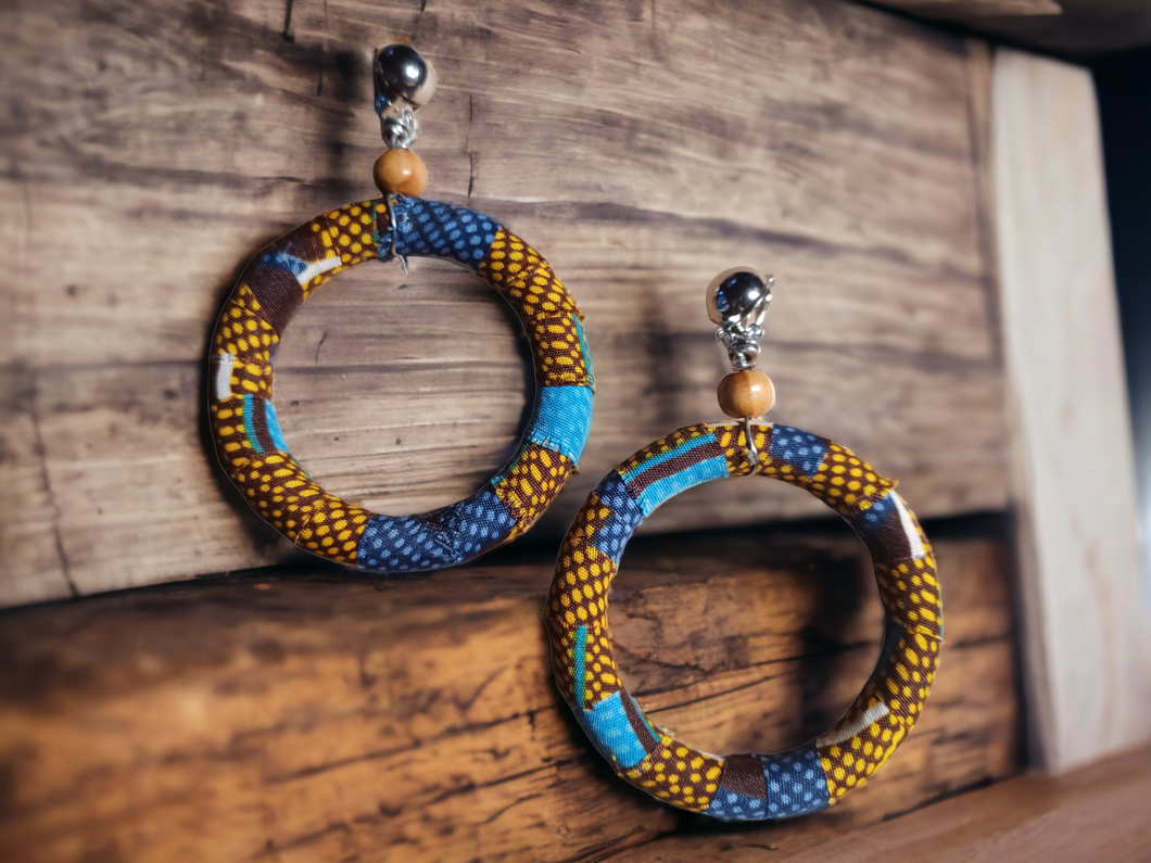 Handmade Clip on Ankara Hoops Kargo Fresh