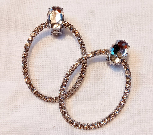 Handmade Clip on Rhinestone Hoops Kargo Fresh